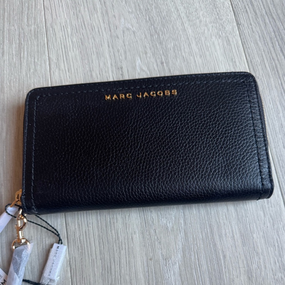 Marc Jacobs Black Key Card Holder Pebbled Leather